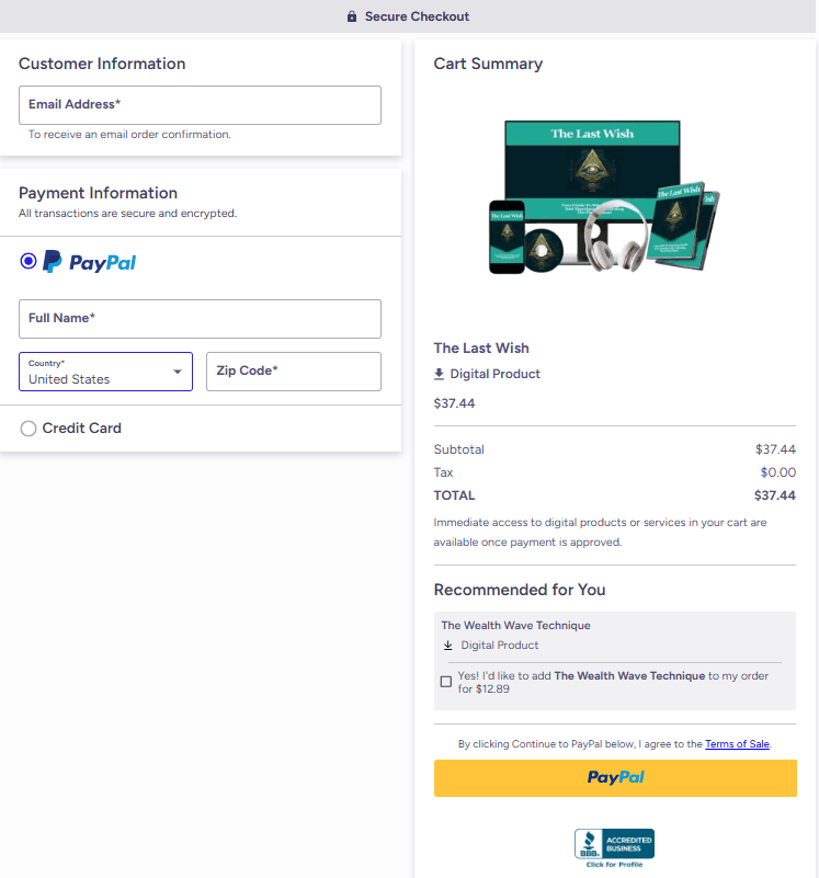 The-Last-Wish-checkout-page